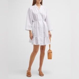 NWT Harshman Nebbi Caftan Size M White/Lavender Stripes Cotton/Linen Dress $239
